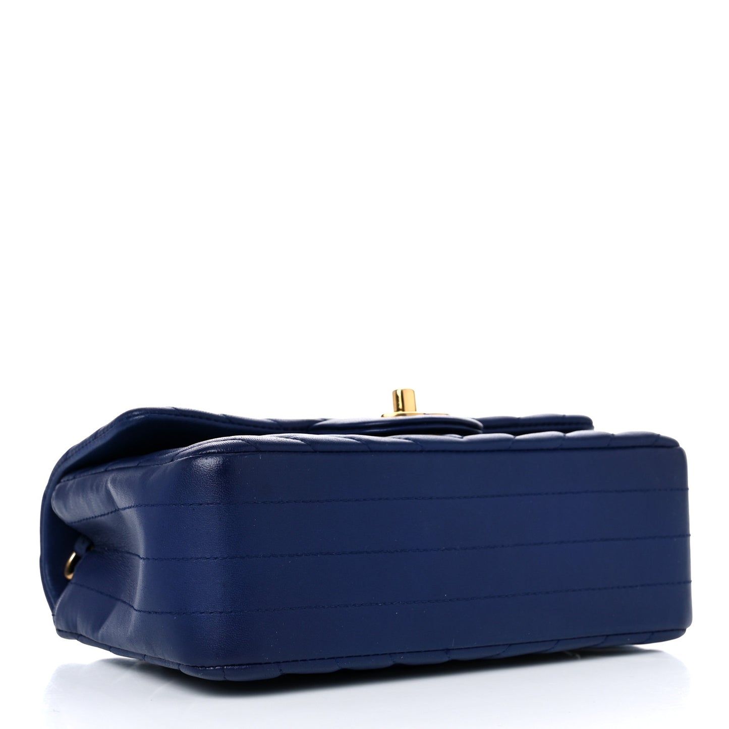 Lambskin Chevron Quilted Mini Rectangular Flap Blue