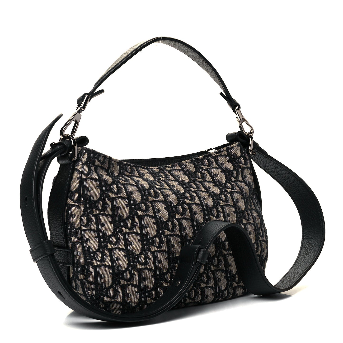 Oblique Mini Soft Saddle Bag Beige Black