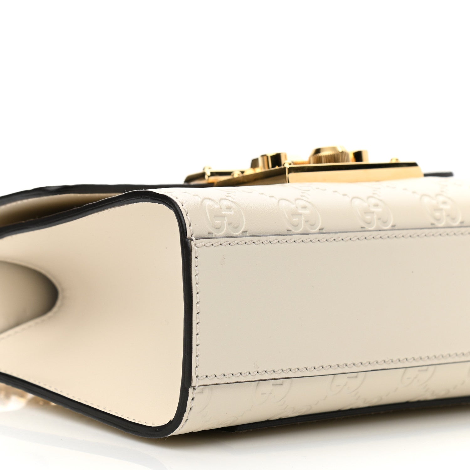 Gucci Guccissima Small Padlock Shoulder Bag White 9 of 10