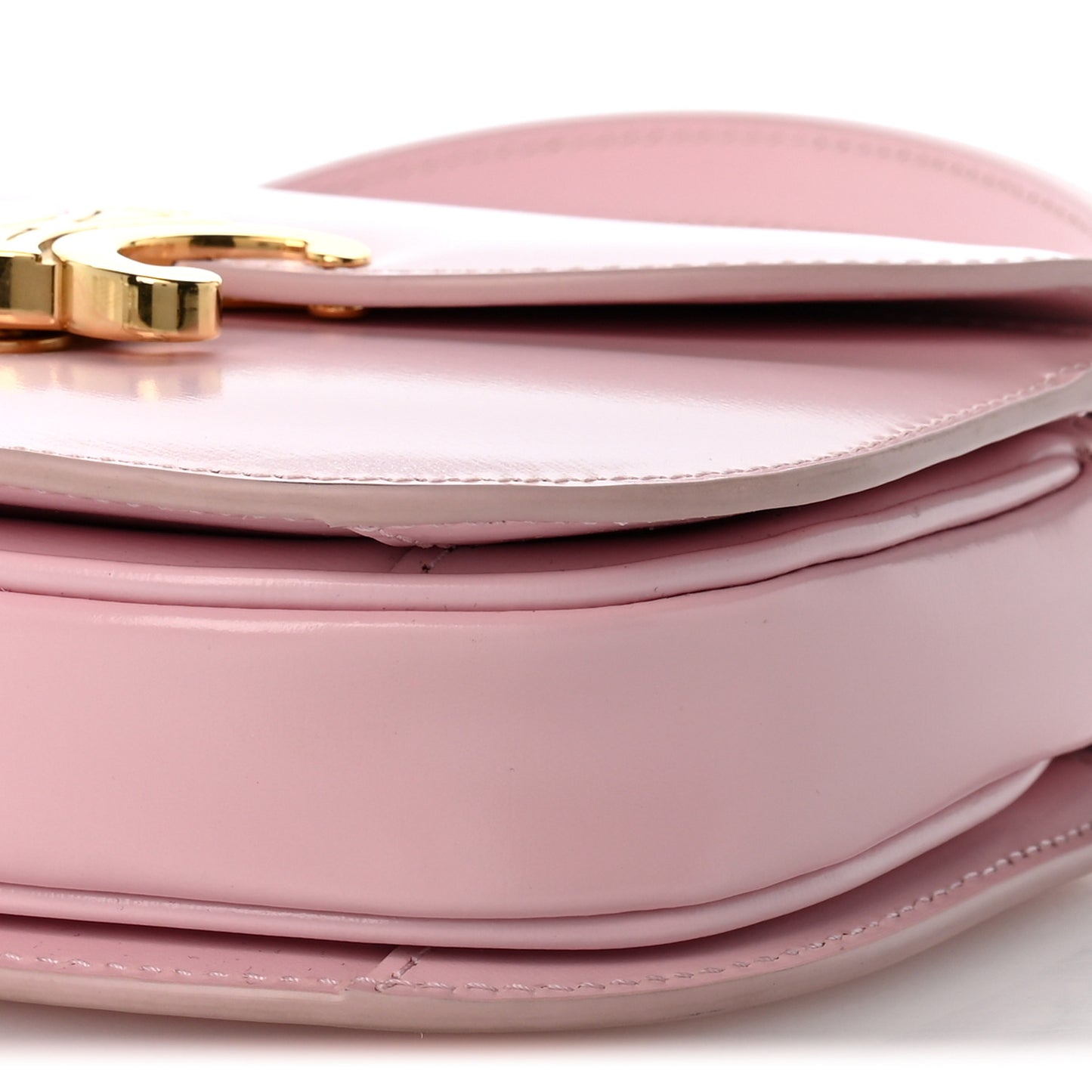Shiny Calfskin Triomphe Mini Besace Clea Pastel Pink
