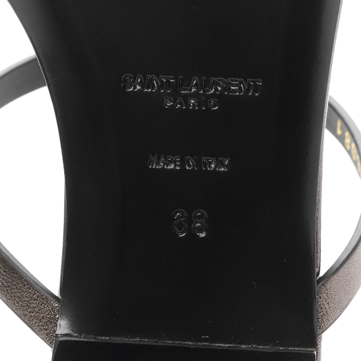 Saint Laurent Calfskin Cassandra Monogram Sandals 38 Metal Walnut 8 of 10