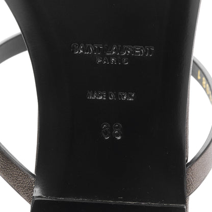 Saint Laurent Calfskin Cassandra Monogram Sandals 38 Metal Walnut 8 of 10