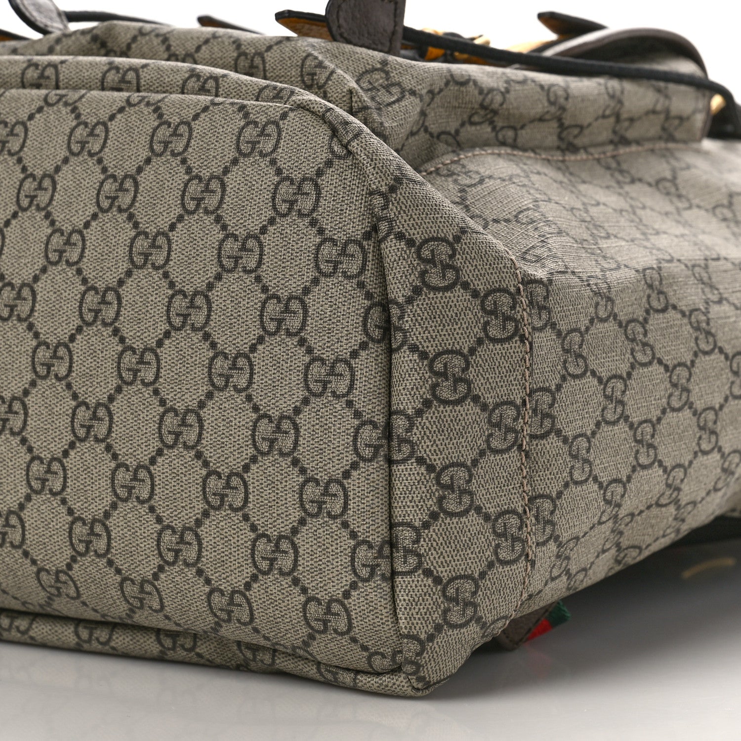 Gucci Soft GG Supreme Monogram Neo Vintage Double Buckle Backpack Beige New Acero Crop 8 of 8