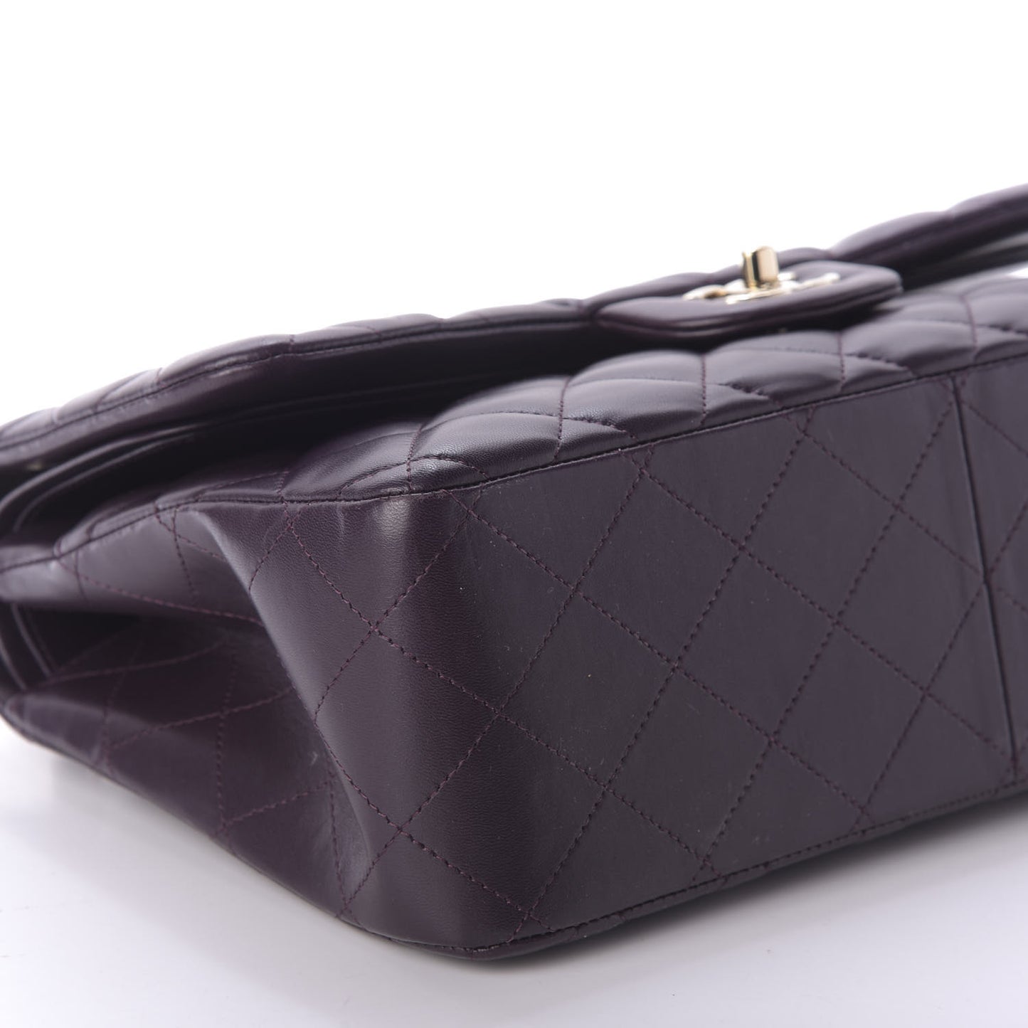Lambskin Quilted Jumbo Double Flap Purple