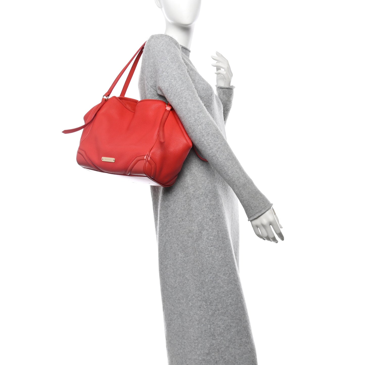 Grainy Calfskin Small Canterbury Tote Red