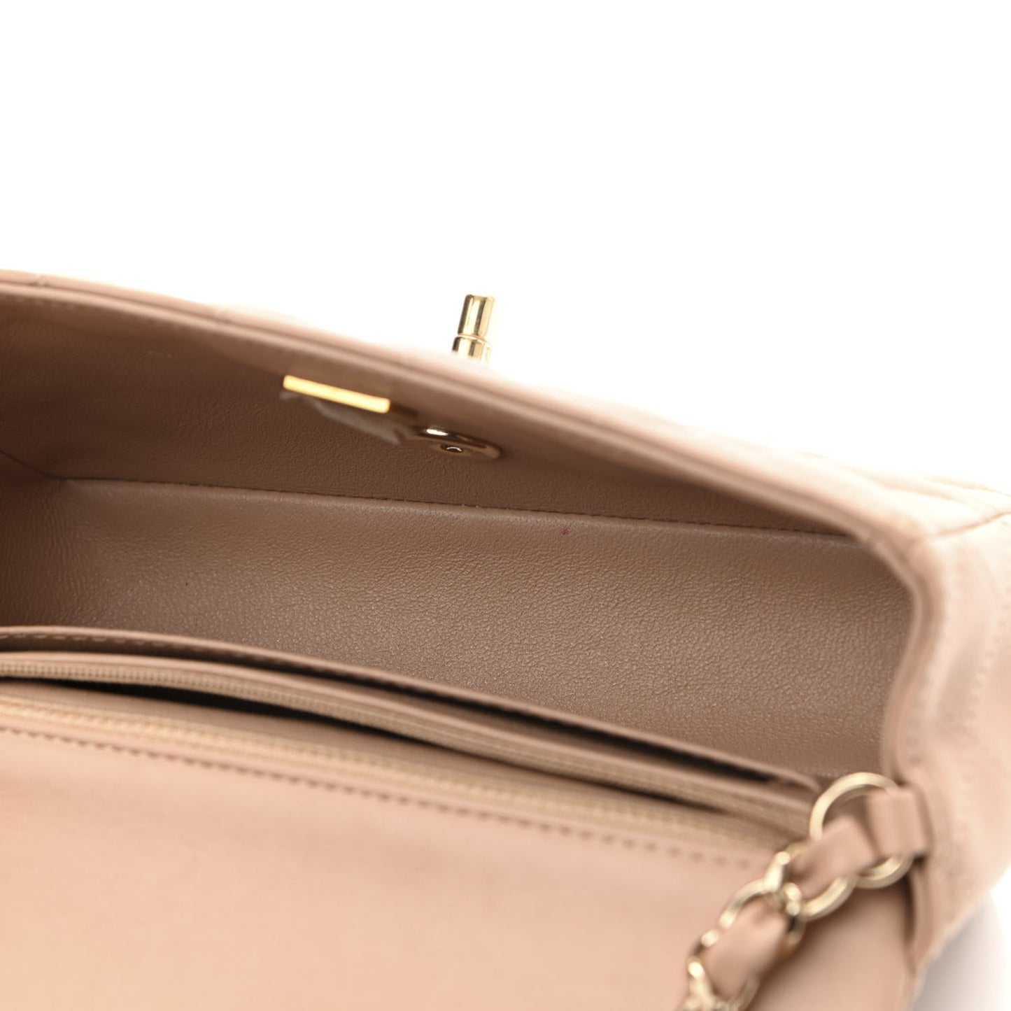 Lambskin Quilted Mini Rectangular Flap Beige