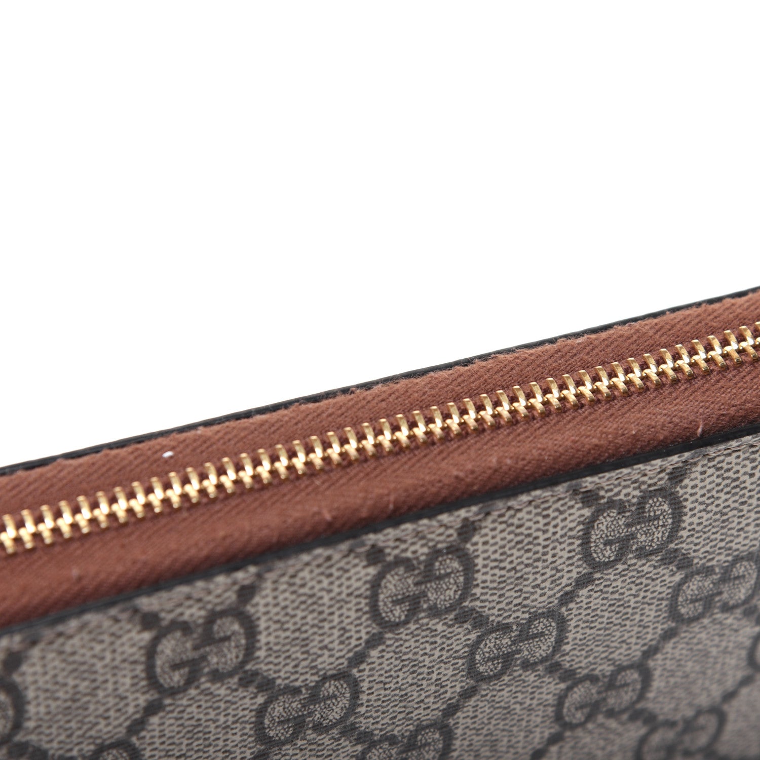 Gucci GG Supreme Monogram Cuoio Toscano Zip Around Wallet Beige Ebony Cuir 13 of 14