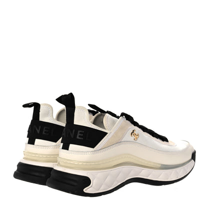 Chanel Velvet Calfskin Mixed Fibers CC Sneakers 39.5 Ivory Black 4 of 11