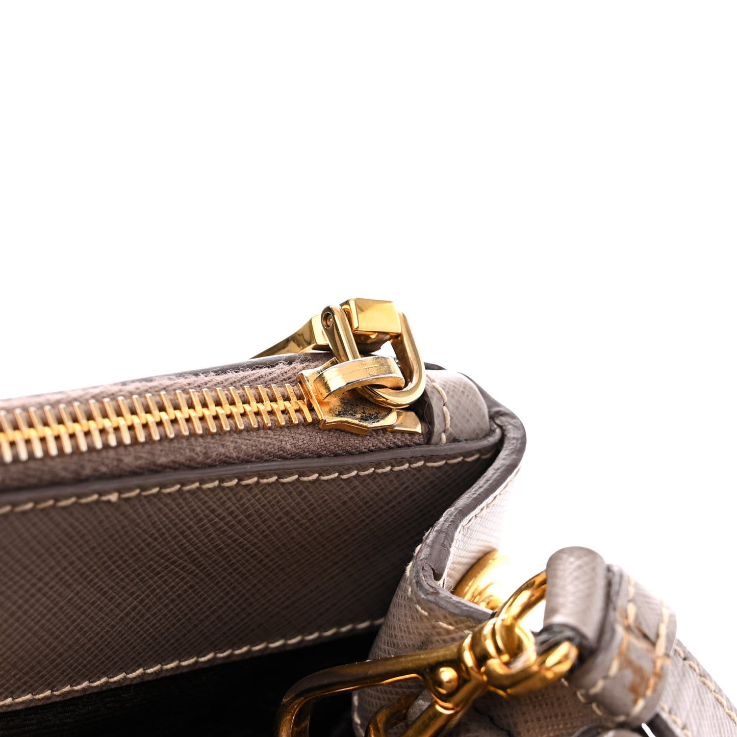 Saffiano Small Galleria Double Zip Tote Argilla