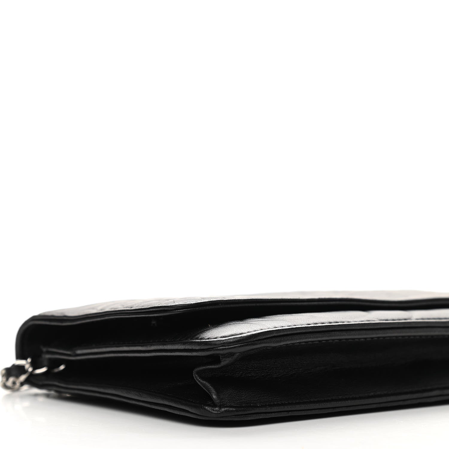 Chanel Lambskin Camellia Embossed Wallet on Chain WOC Black 5 of 14