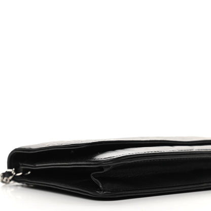 Chanel Lambskin Camellia Embossed Wallet on Chain WOC Black 5 of 14
