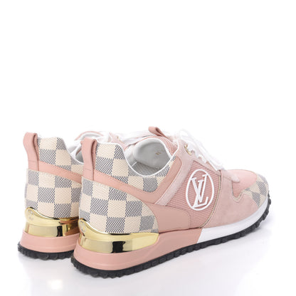 Louis Vuitton Suede Damier Azur Run Away Sneakers 37.5 Pink 4 of 9