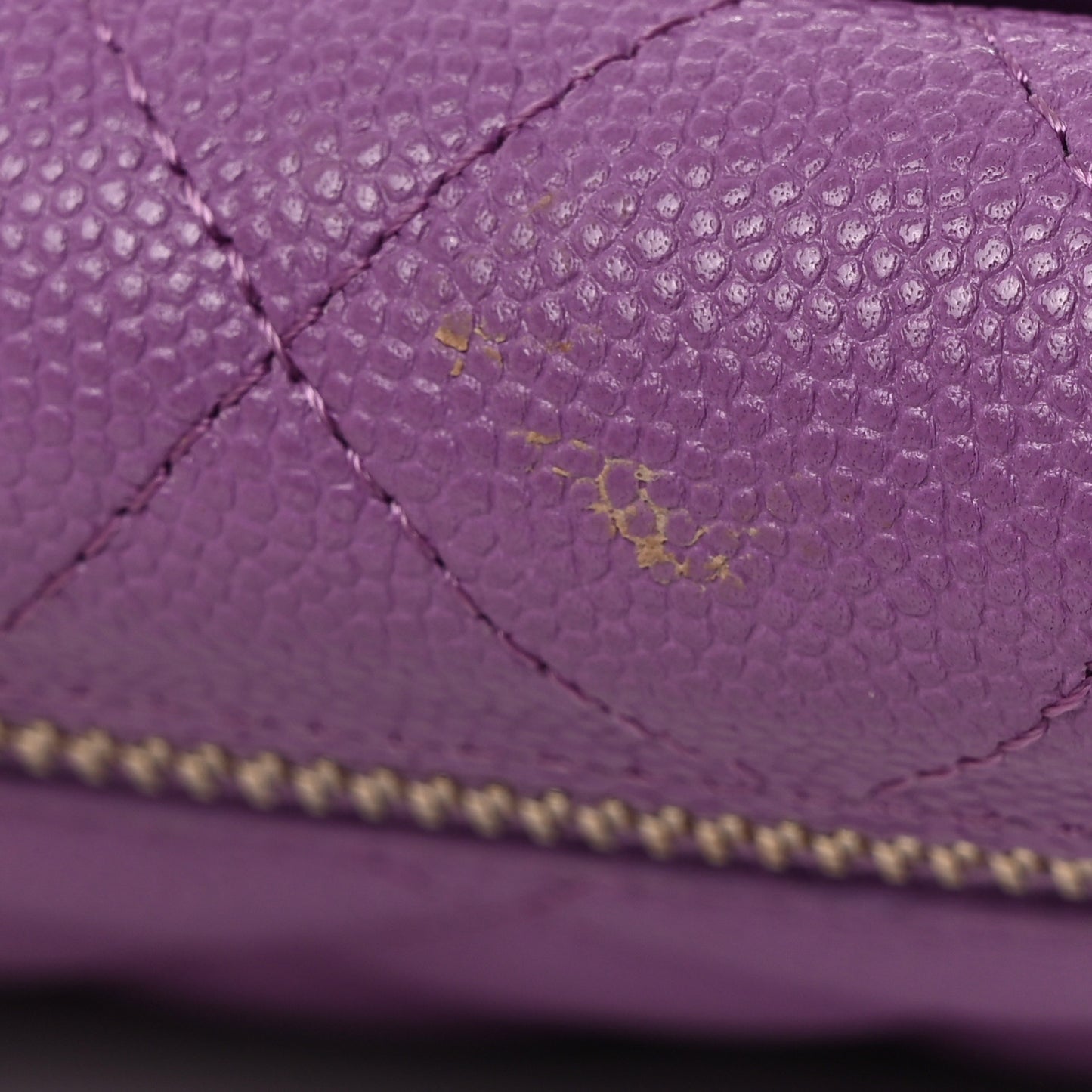 Caviar Quilted Compact Flap Wallet Purple