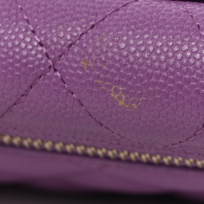 Chanel Caviar Quilted Compact Flap Wallet Purple 9 of 10