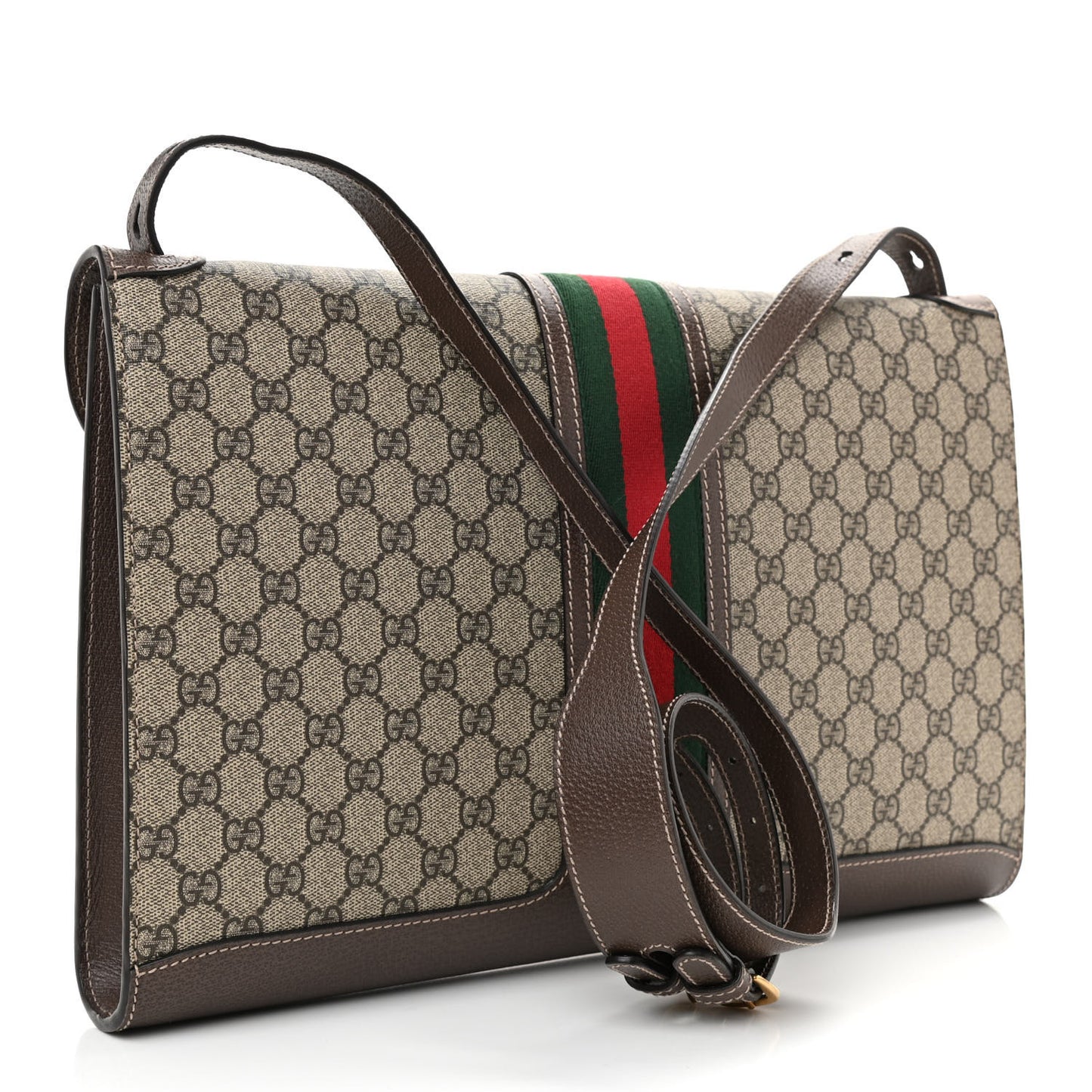 GG Supreme Monogram Web Messenger Bag Brown