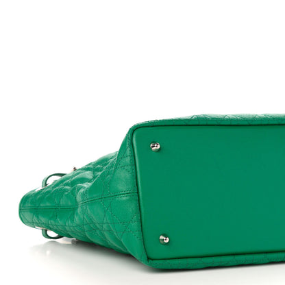 Christian Dior Coated Canvas Cannage Small Panarea Tote Green 6 of 11