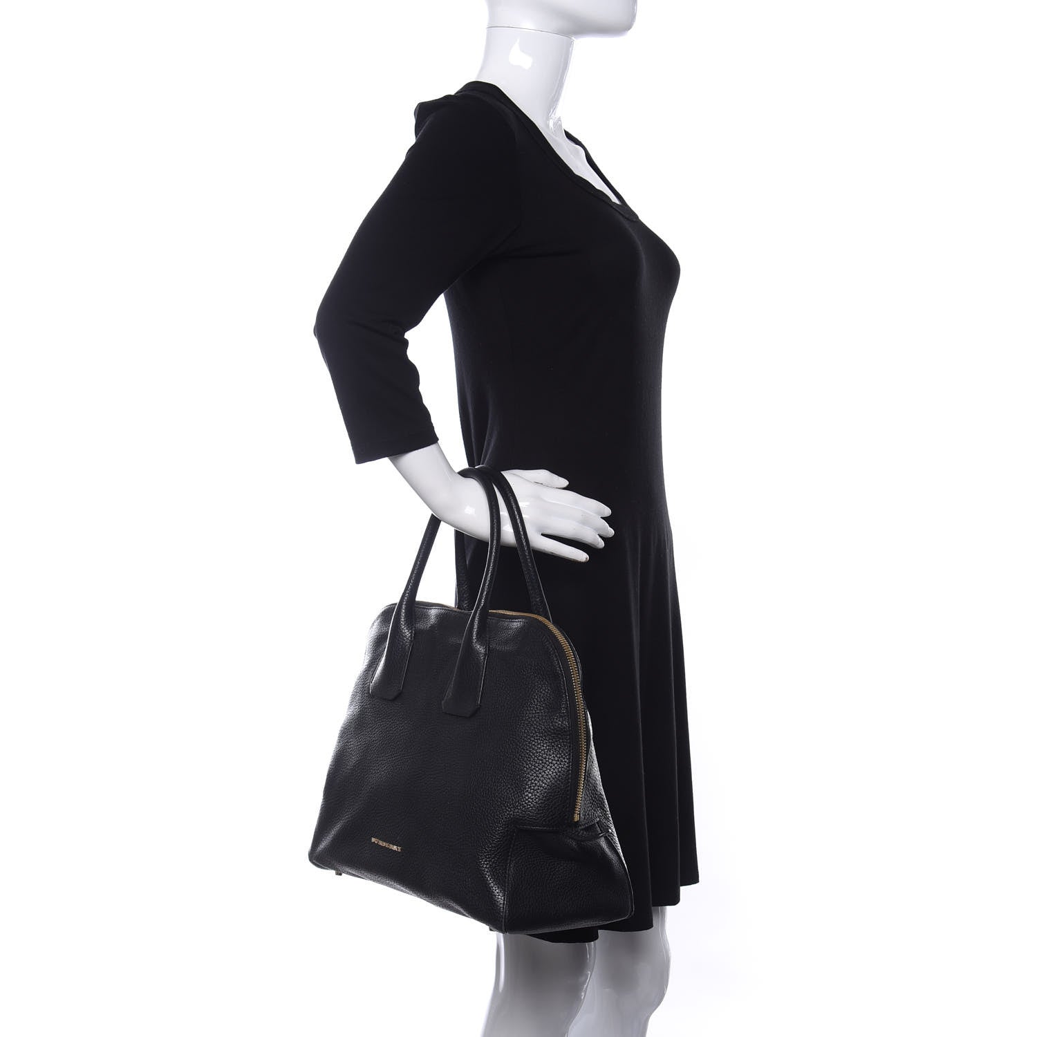 Burberry London Grainy Calfskin Medium Greenwood Bowling Bag Black 2 of 13