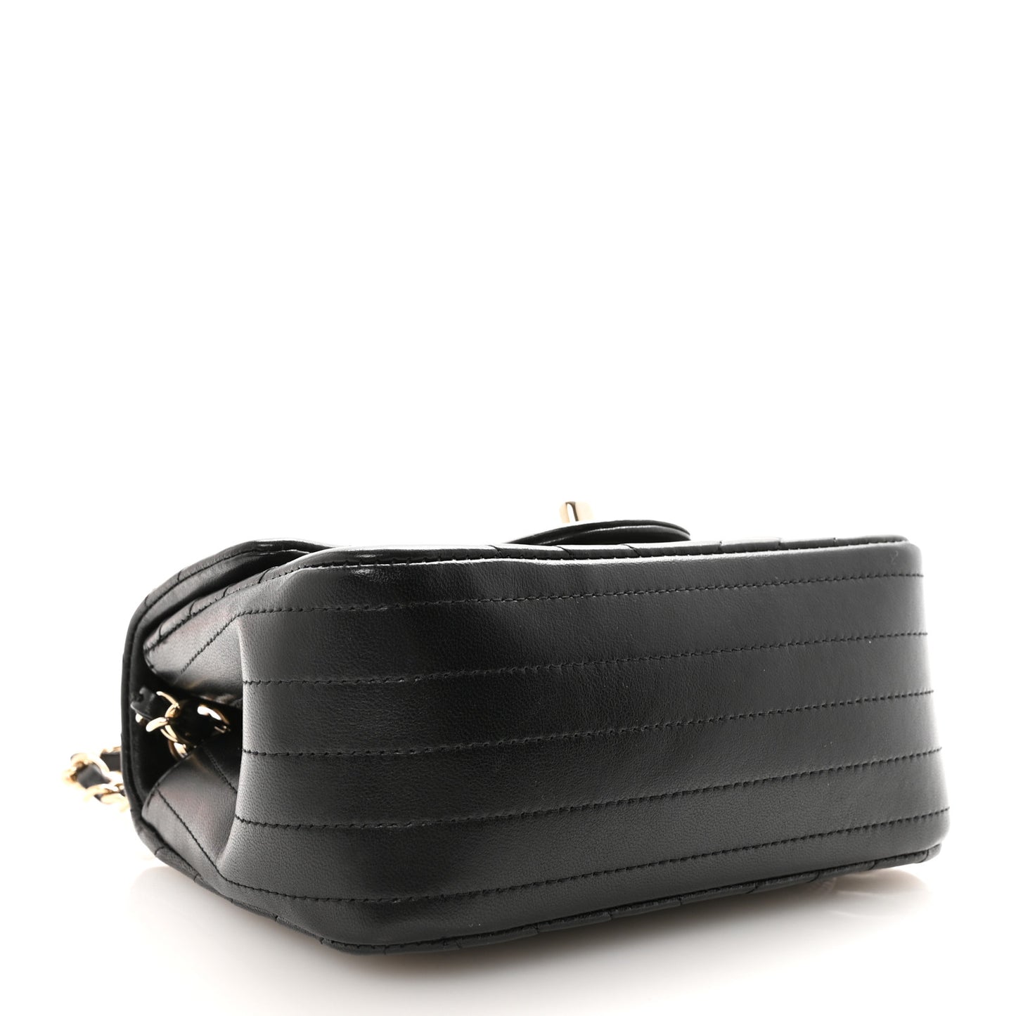 Lambskin Chevron Quilted Mini Square Flap Black