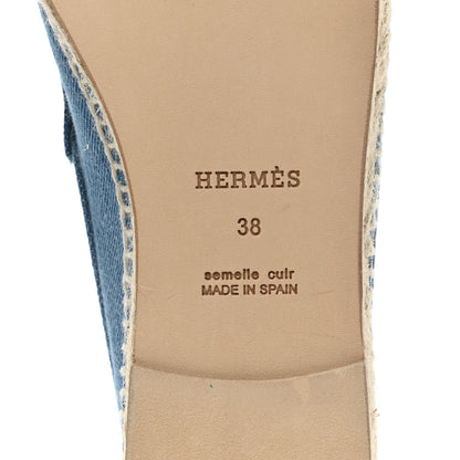 Hermes Denim Canvas Womens Trip Espadrilles 38 Bleu Clair 6 of 10