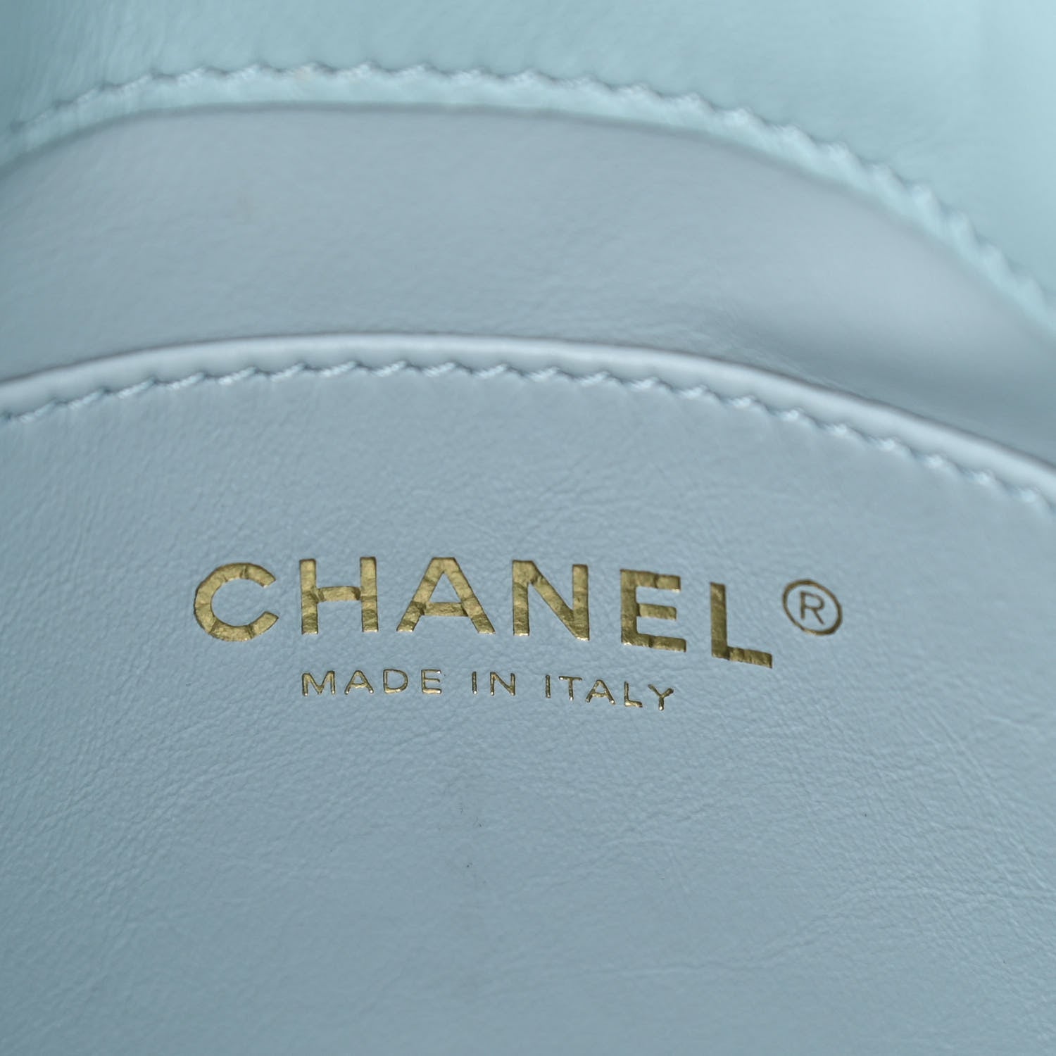 Chanel Lambskin Enamel Quilted Pending CC Mini Bucket Bag Light Blue 6 of 11