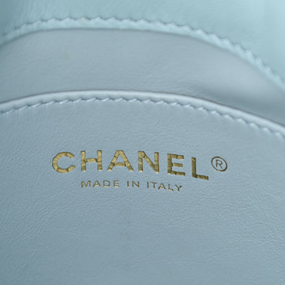 Chanel Lambskin Enamel Quilted Pending CC Mini Bucket Bag Light Blue 6 of 11