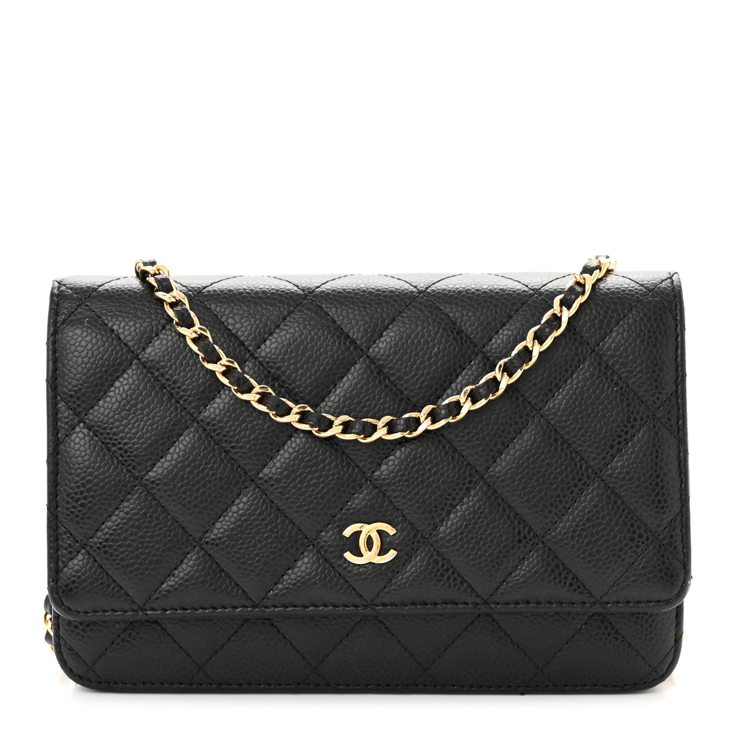 Caviar Quilted Wallet on Chain WOC Black