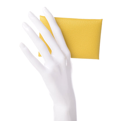 Hermes Chevre Mysore Calvi Card Case Jaune De Naples 2 of 7