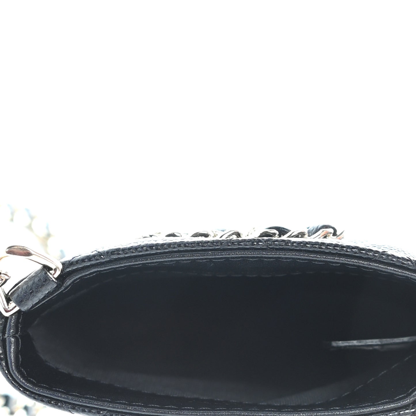 Caviar Quilted French New Wave Phone Holder With Chain Black