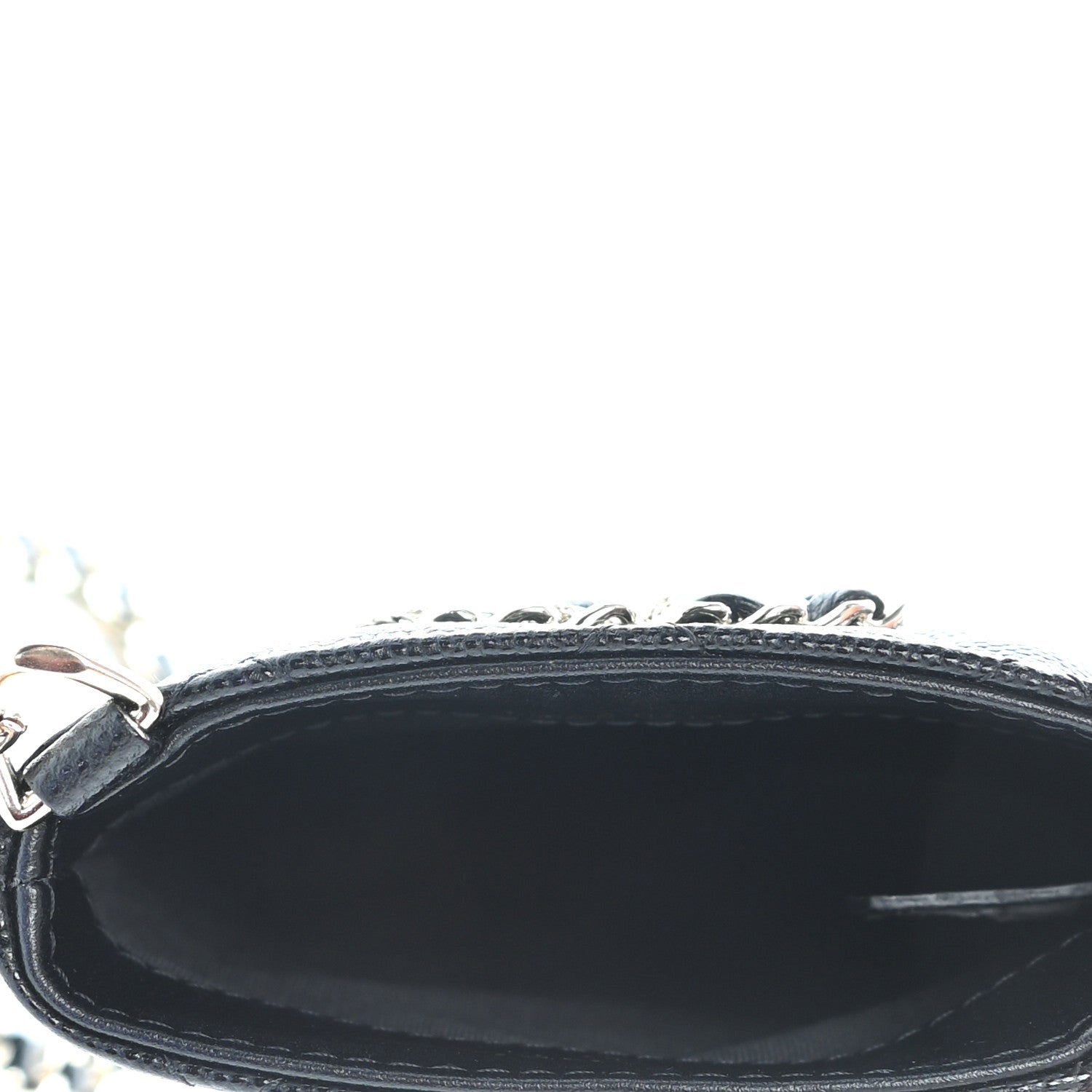 Chanel Caviar Quilted French New Wave Phone Holder With Chain Black 5 of 9