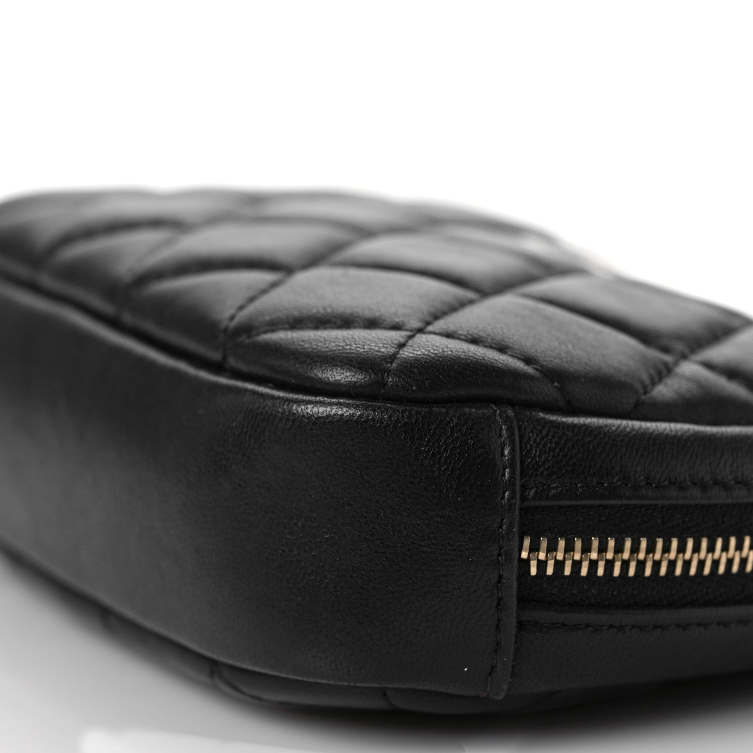 Chanel Lambskin Quilted Small Curvy Pouch Cosmetic Case Black 9 of 10