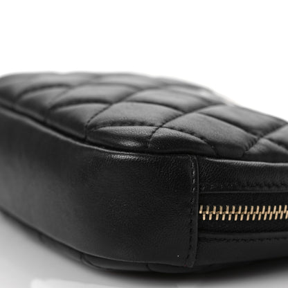 Chanel Lambskin Quilted Small Curvy Pouch Cosmetic Case Black 9 of 10