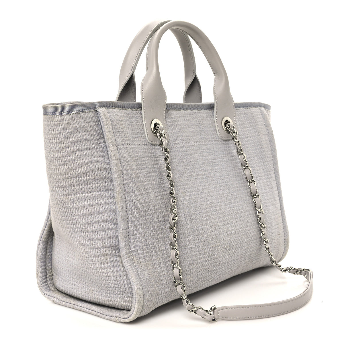 Chanel Mixed Fibers Small Deauville Tote Light Grey 2 of 9