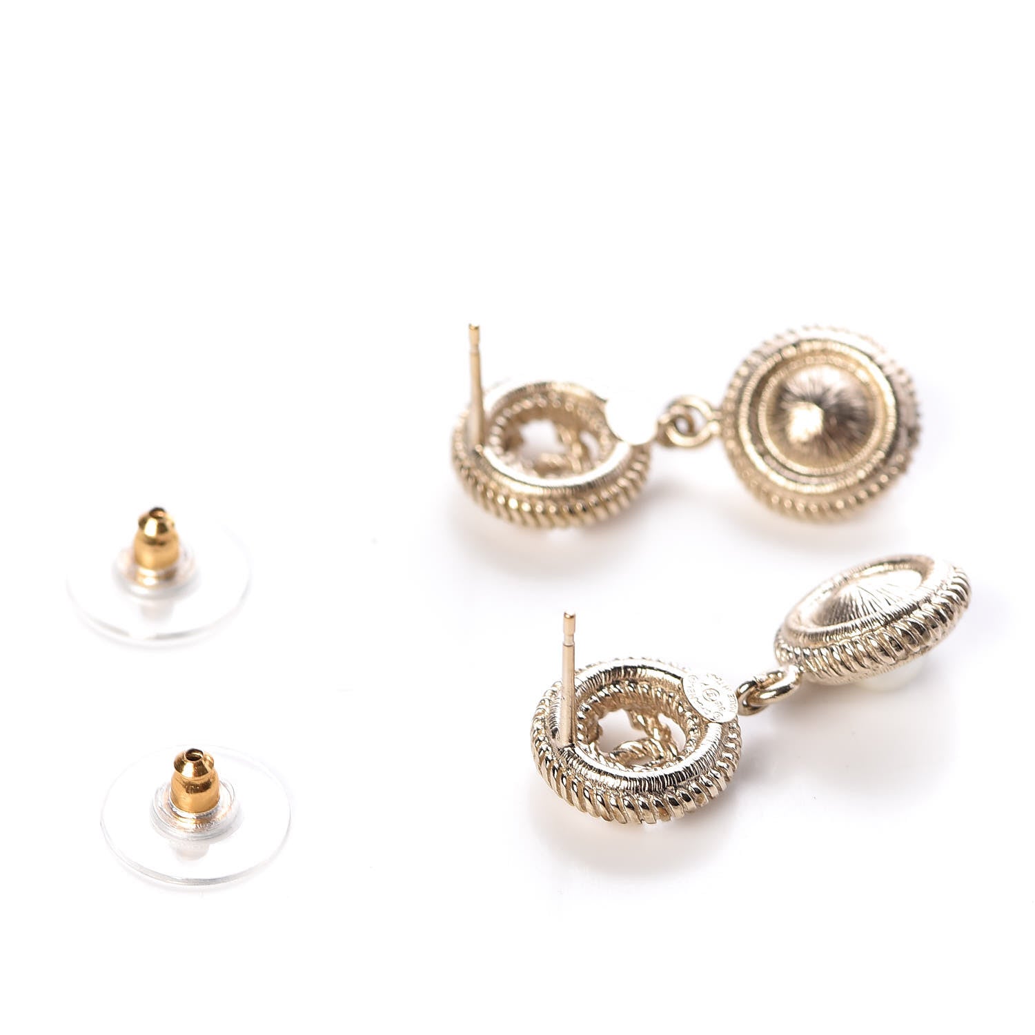 Chanel Pearl CC Drop Earrings Gold Pearly White 3 of 5