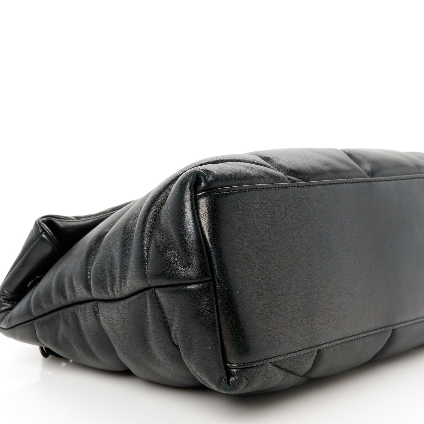 Lambskin Quilted Monogram Monochrome Medium Loulou Puffer Chain Satchel Black