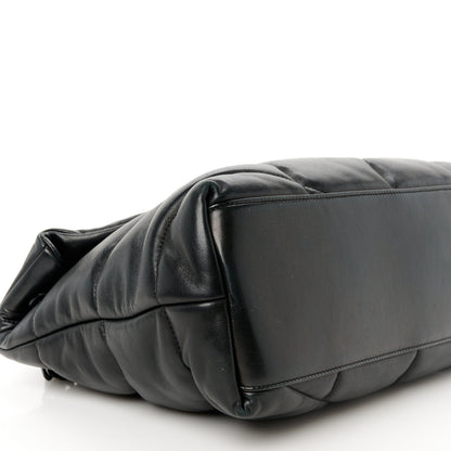 Saint Laurent Lambskin Quilted Monogram Monochrome Medium Loulou Puffer Chain Satchel Black 10 of 11