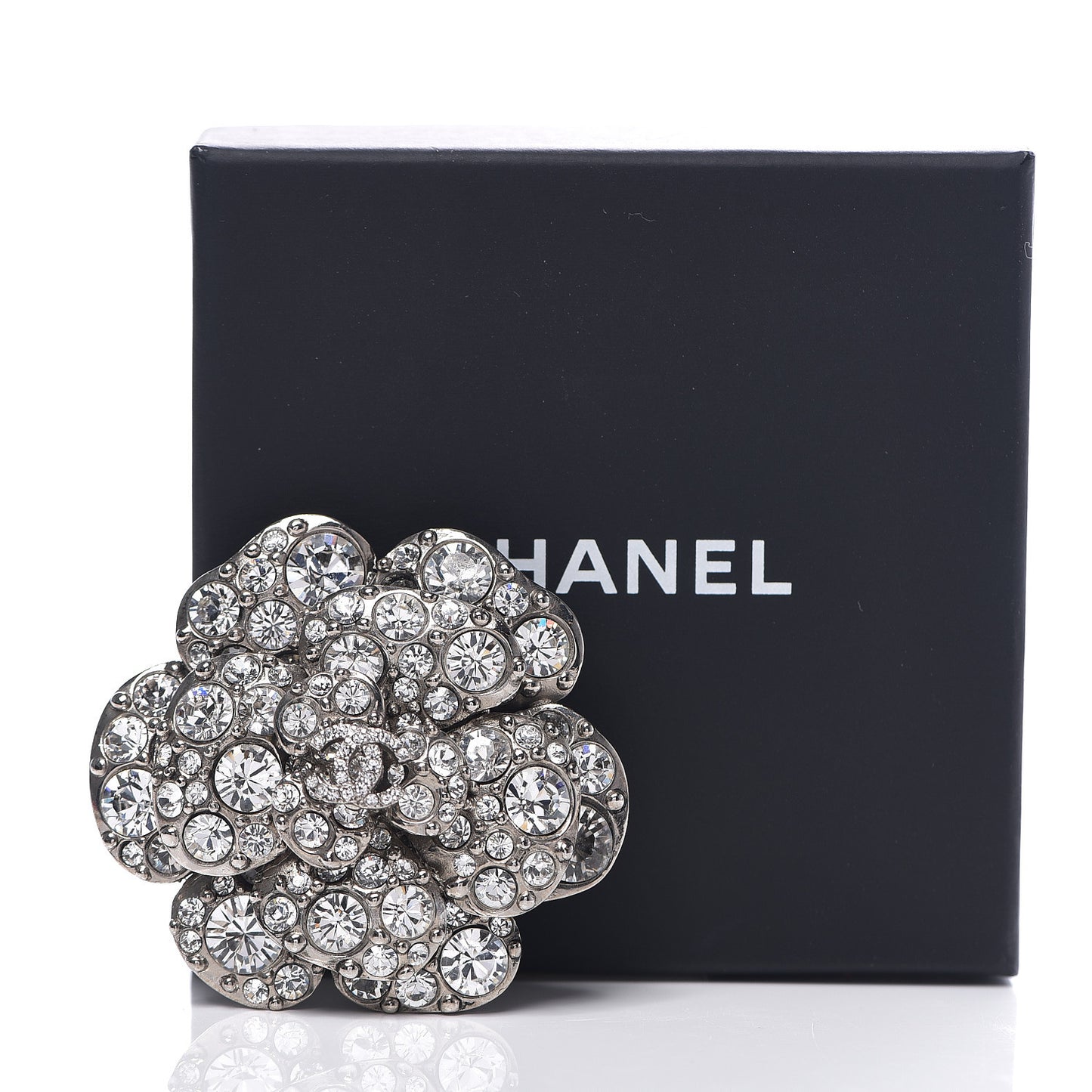 Swarovski Crystal Camellia CC Brooch Silver