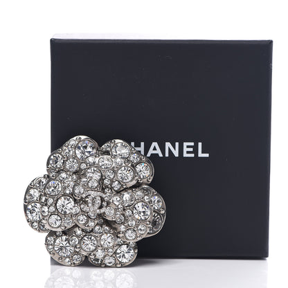 Chanel Swarovski Crystal Camellia CC Brooch Silver 4 of 4