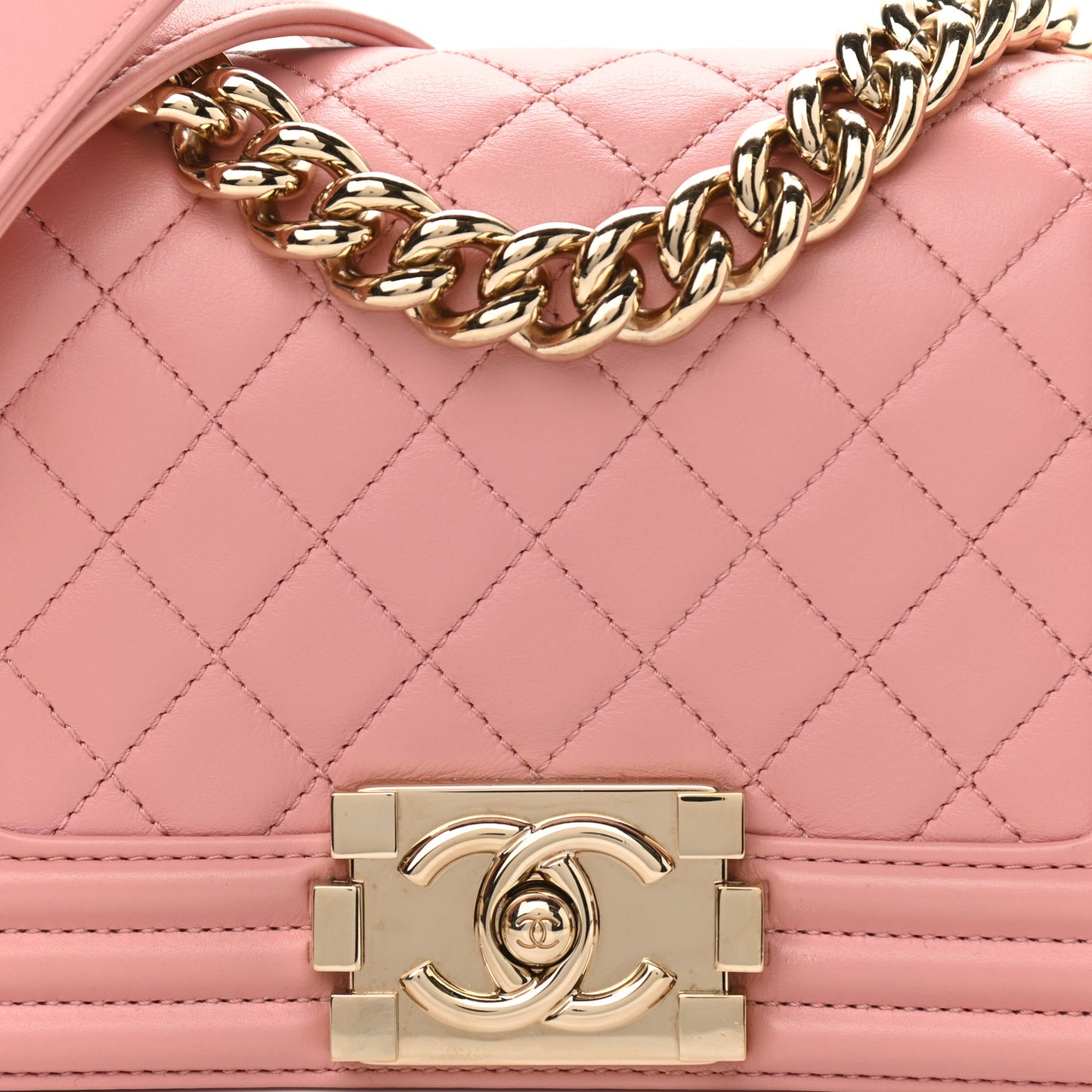 Lambskin Quilted Small Boy Flap Pink