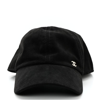 Chanel Suede Goatskin CC Cap Hat Black 2 of 9