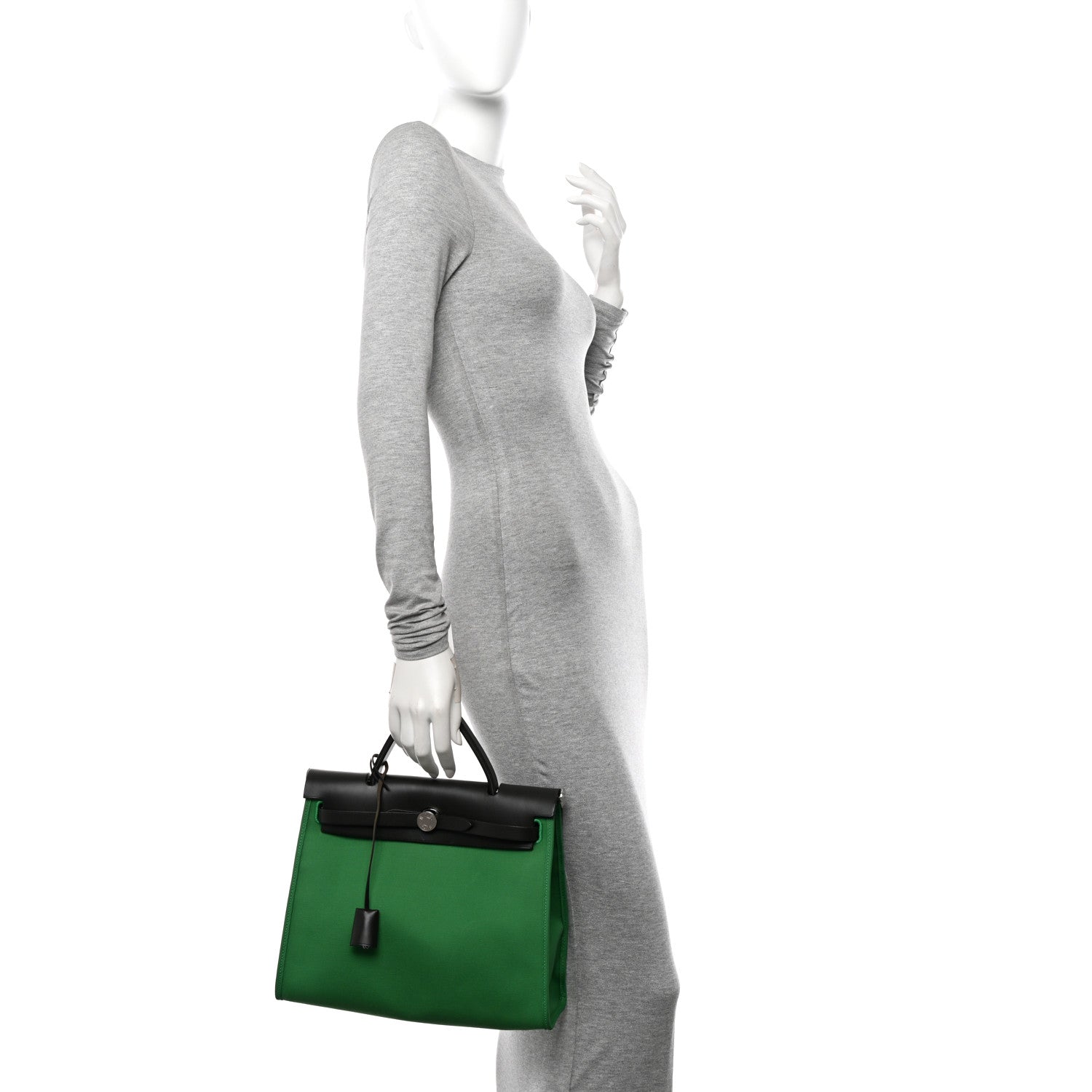 Hermes Vache Hunter Toile Herbag Zip 31 PM Cactus Bleu Indigo 2 of 12