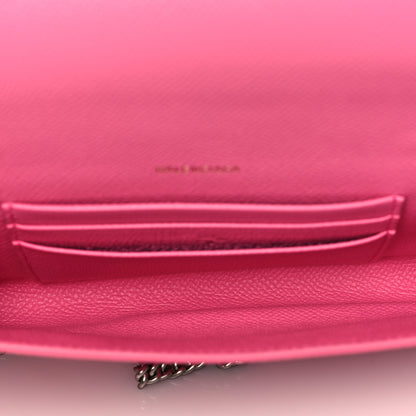 Balenciaga Signature Grained Calfskin Logo Ville Wallet on Chain Bubble Gum Black 6 of 9