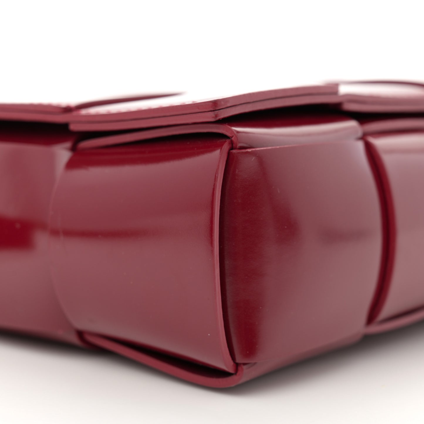 Patent Maxi Intrecciato Cassette Crossbody Bag Red