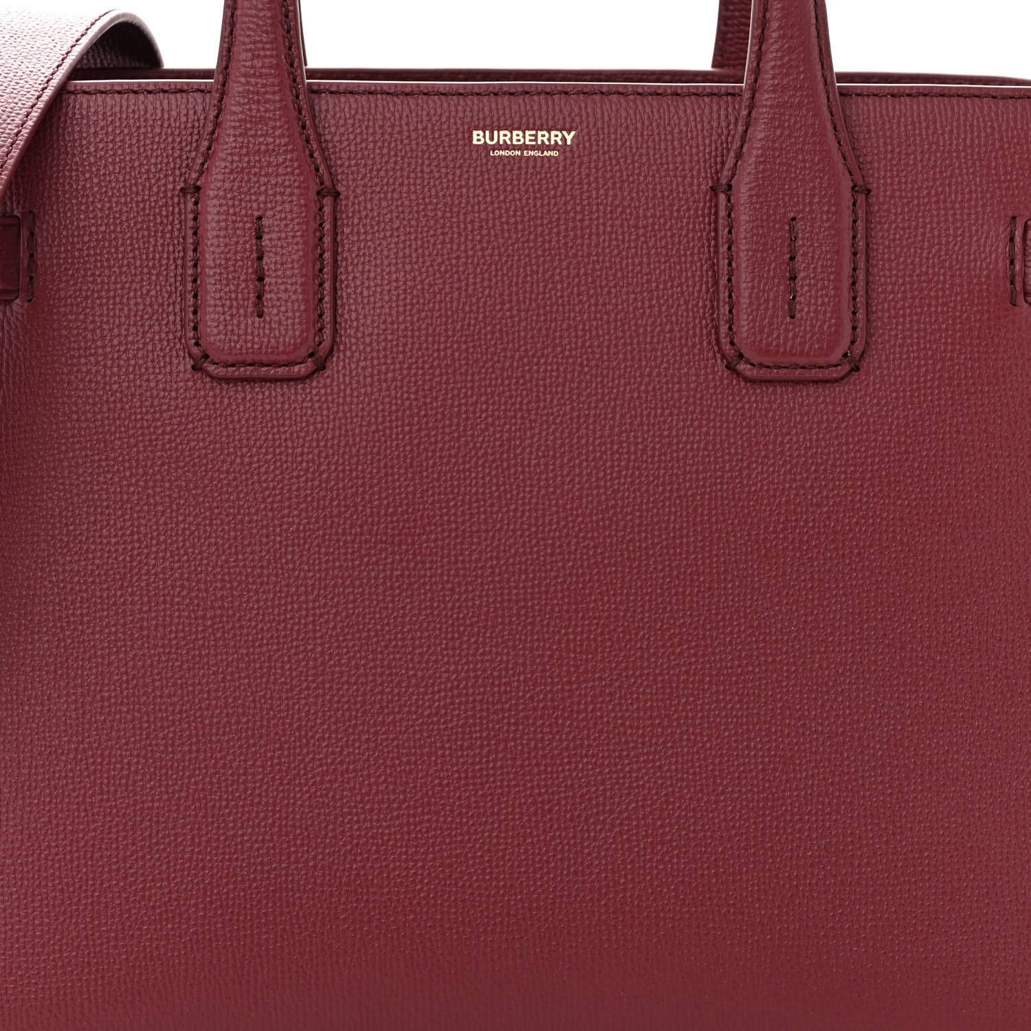 Burberry Grainy Calfskin House Check Medium Banner Tote Crimson 9 of 11