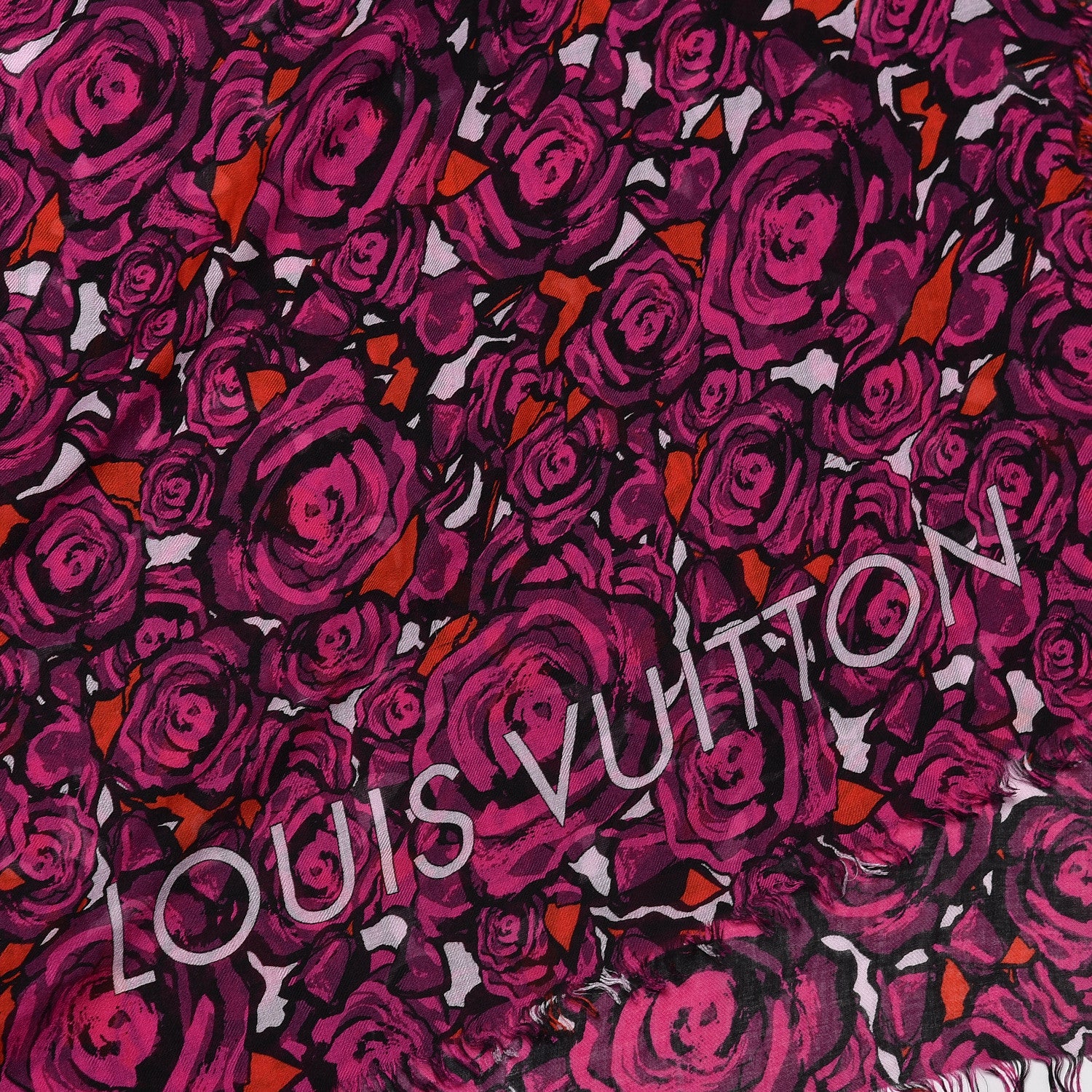 Louis Vuitton Modal Silk Rock'n'Roses Stole Berry 4 of 6