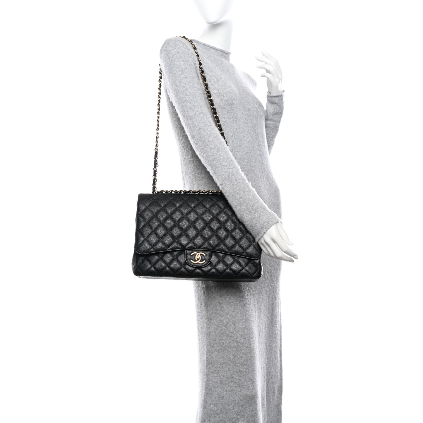 Caviar Quilted Maxi Double Flap Black