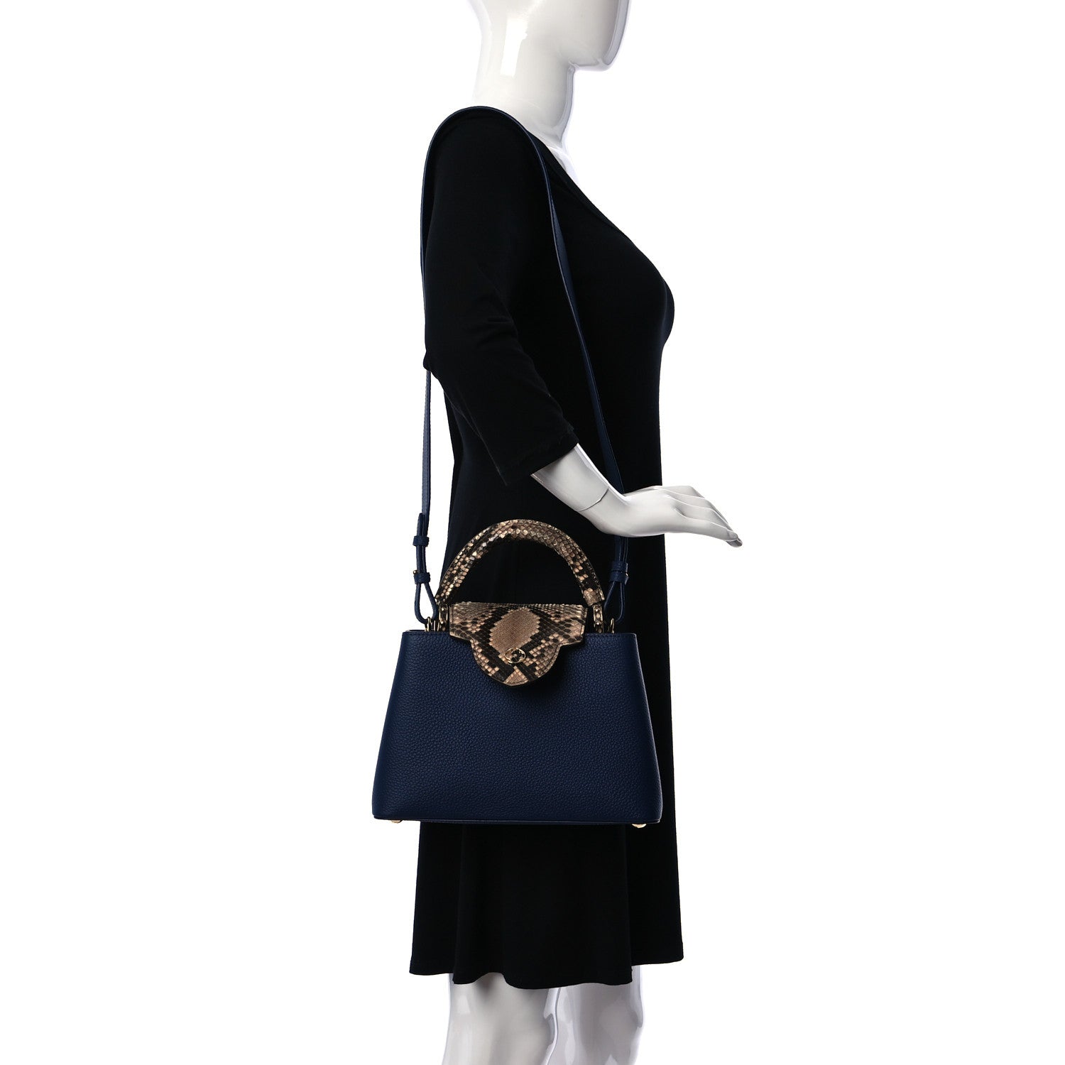 Louis Vuitton Taurillon Python Capucines BB Blue Naturel 2 of 9