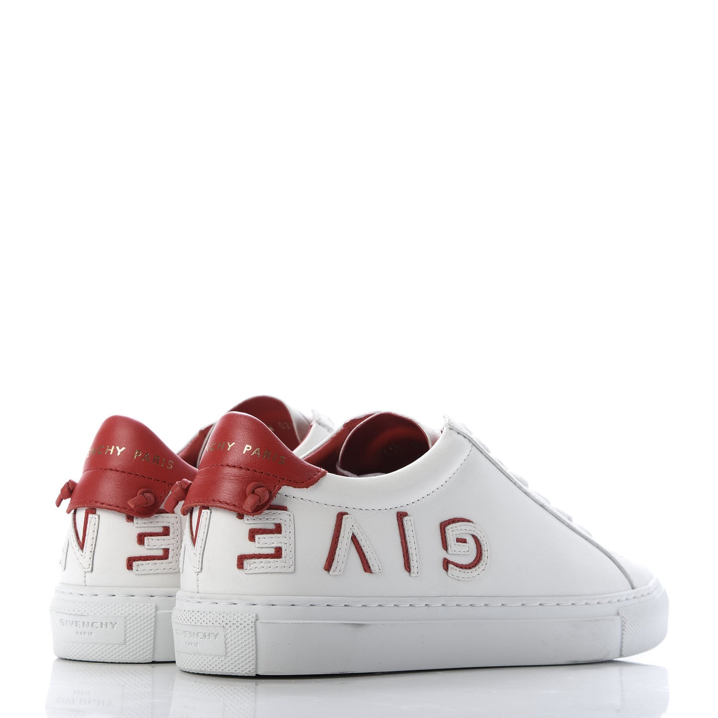 Calfskin Reverse Logo Womens Urban Street Sneakers 36.5 White Red