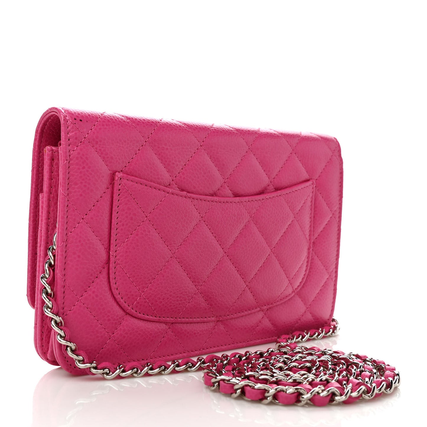 Caviar Quilted Wallet on Chain WOC Fuchsia