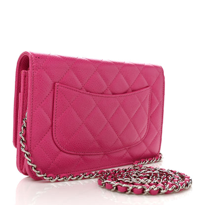 Chanel Caviar Quilted Wallet on Chain WOC Fuchsia 3 of 10