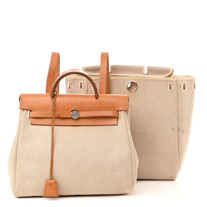Hermes Toile Vache Calfskin Herbag 30 PM Backpack Natural 12 of 16